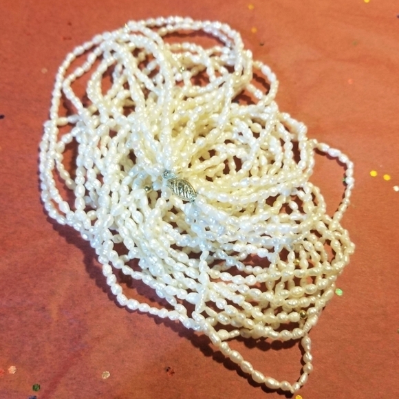 Solid 14kt Seed Pearl 10 Strand 24" VTG Necklace - Picture 6 of 8